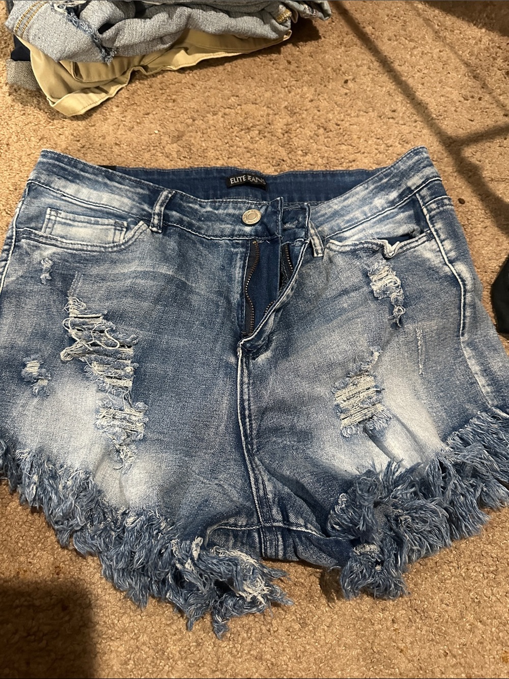 Distressed Blue Denim Shorts